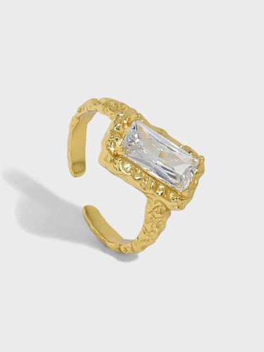 925 Sterling Silver Glass Stone Geometric Vintage Band Ring