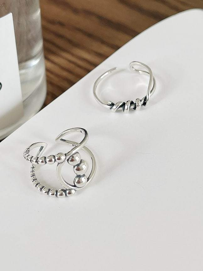 925 Sterling Silver Twist  Irregular Vintage Band Ring