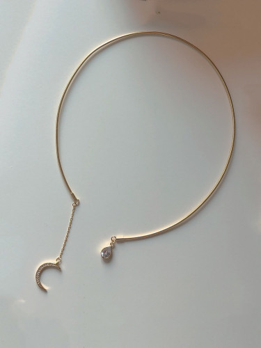 925 Sterling Silver With Gold Plated Simplistic Water Drop Necklaces