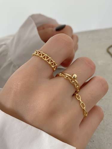 925 Sterling Silver Bead Geometric Vintage Band Ring