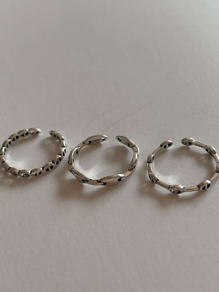 925 Sterling Silver Hollow Irregular Vintage Band Ring