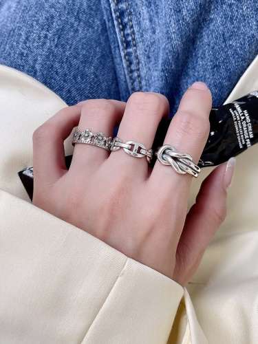 925 Sterling Silver Geometric Vintage Band Ring