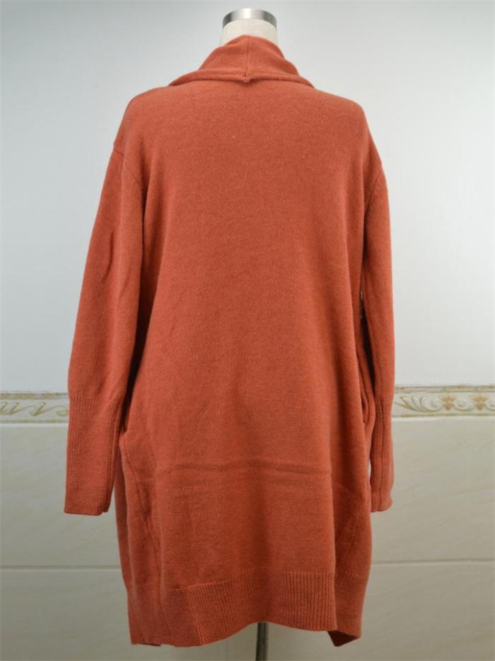 Temperament Solid Color Knitted Stylish Coat