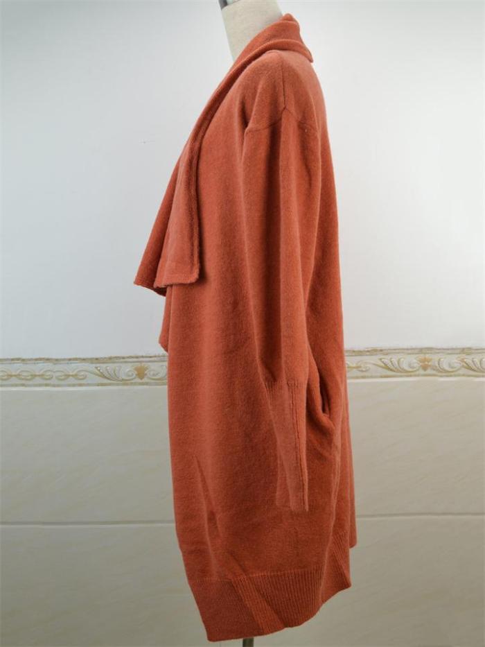 Temperament Solid Color Knitted Stylish Coat