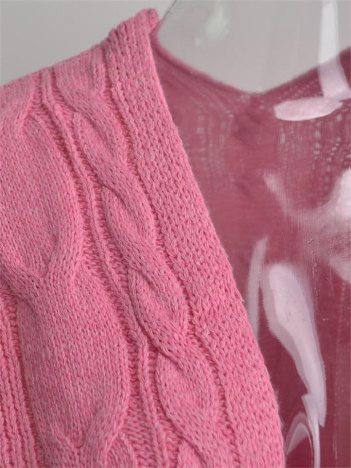 Comfy Cable Knit Pocket Open Front Loose Sweater Coat