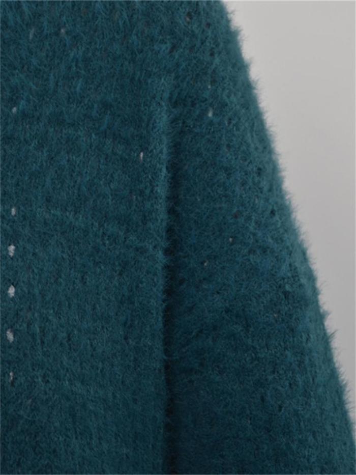 Fashion Open Front Knitted Solid Color Sweater Coat With Pockets