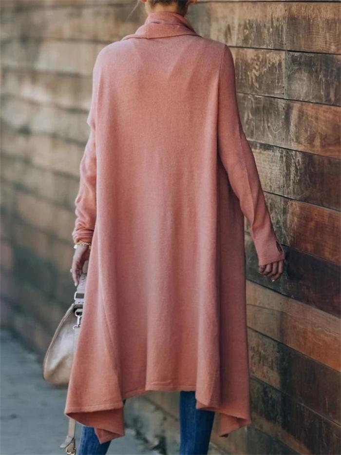 Temperament Solid Color Knitted Stylish Coat