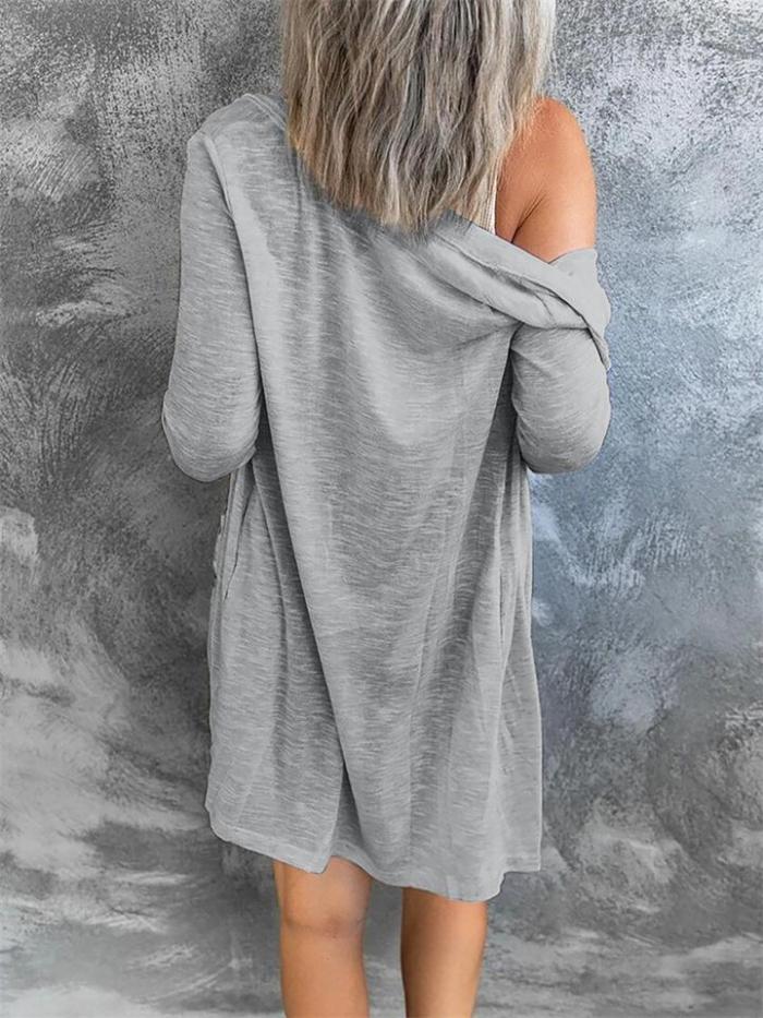 Women's Simple Style Button Solid Color Casual Long-Sleeved Coat