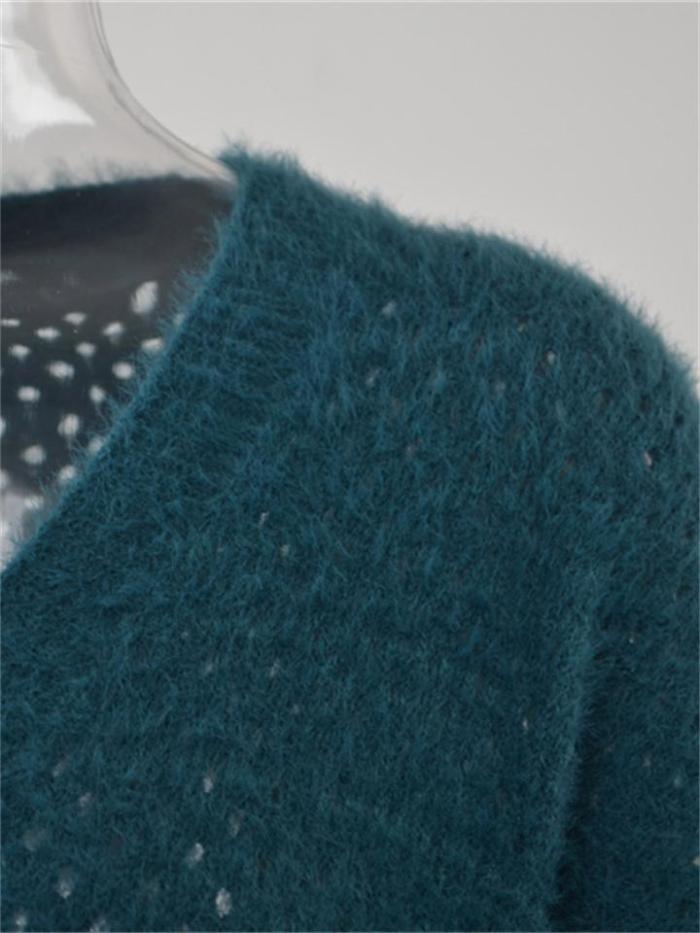 Fashion Open Front Knitted Solid Color Sweater Coat With Pockets