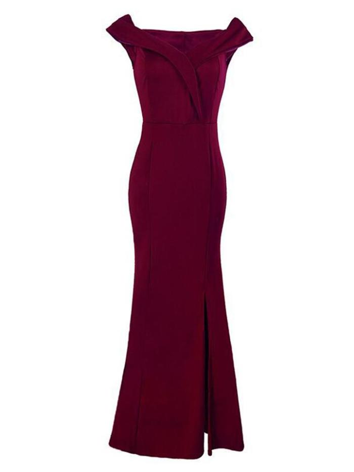 Decent Sweetheart Neck Sleeveless Slit Hem Bodycon Banquet Evening Dress