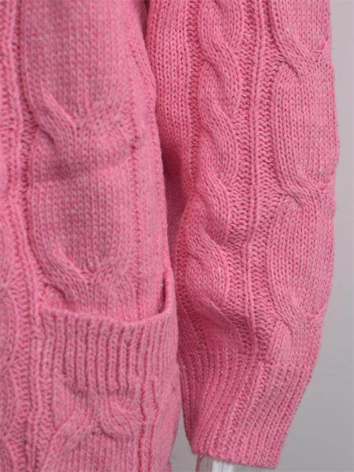 Comfy Cable Knit Pocket Open Front Loose Sweater Coat