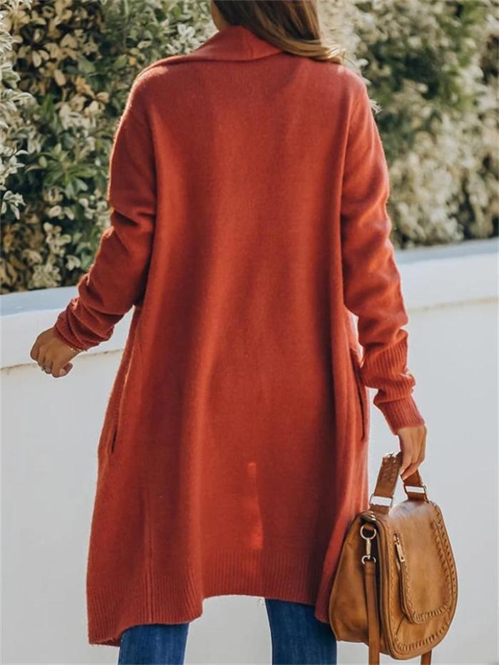 Temperament Solid Color Knitted Stylish Coat