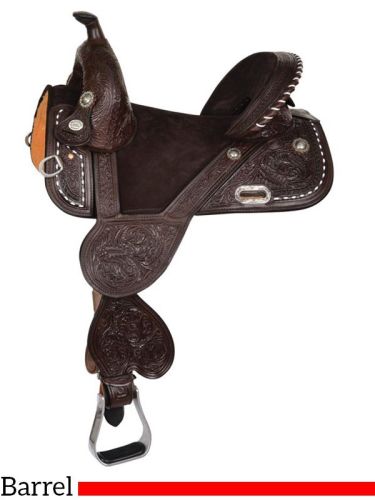 13.5 to 16.5 Circle Y Tammy Fischer Buckstitch Short Horn Treeless Barrel Saddle 1314W w/Free Pad