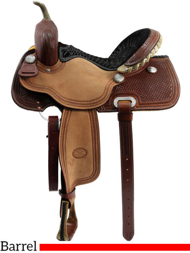 14 - 16 Billy Cook Half Breed Waffle Tooled Barrel Saddle 1907