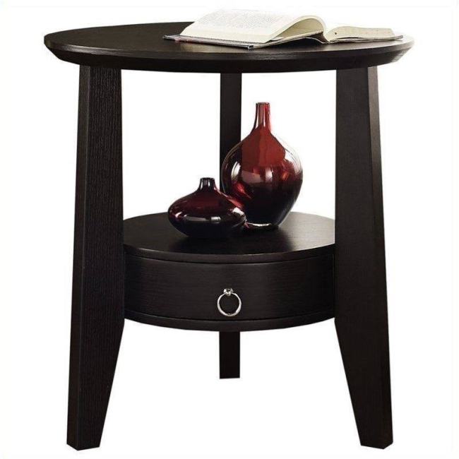 BBB19681353 Bowery Hill 1 Drawer Accent Table in Cappuccino