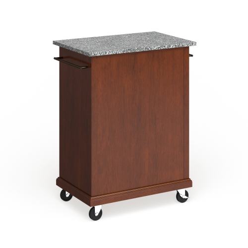 BBB24224808 Gracewood Hollow Kalifornsky Solid Granite Top Portable Kitchen Cart/ Island in Classic Cherry Finish, Brown