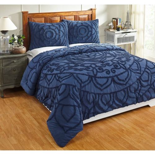BBB21555632 Better Trends Cleo Full/Queen Comforter Set - Navy