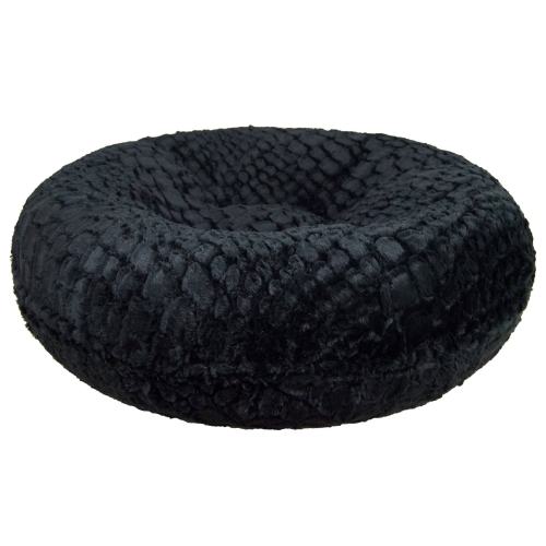 BBB23600061 Bessie and Barnie Signature Serenity Black Luxury Extra Plush Faux Fur Bagel Pet/ Dog Bed, Size: Small - 30 inch