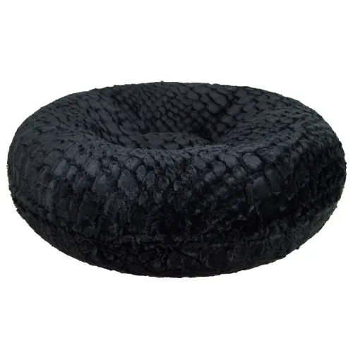 BBB23600061 Bessie and Barnie Signature Serenity Black Luxury Extra Plush Faux Fur Bagel Pet/ Dog Bed, Size: Small - 30 inch