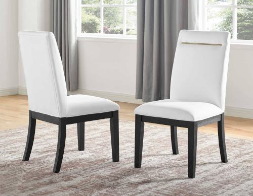 BBB24403738 Steve Silver Yves Side Chair with White in Rubbed Charcoal