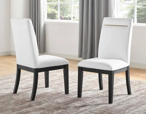 BBB24403738 Steve Silver Yves Side Chair with White in Rubbed Charcoal