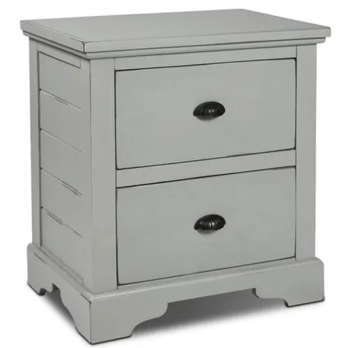 BBB19632951 Rustic Solid Pine Wood Distressed Night Stand / End Table with Drawers