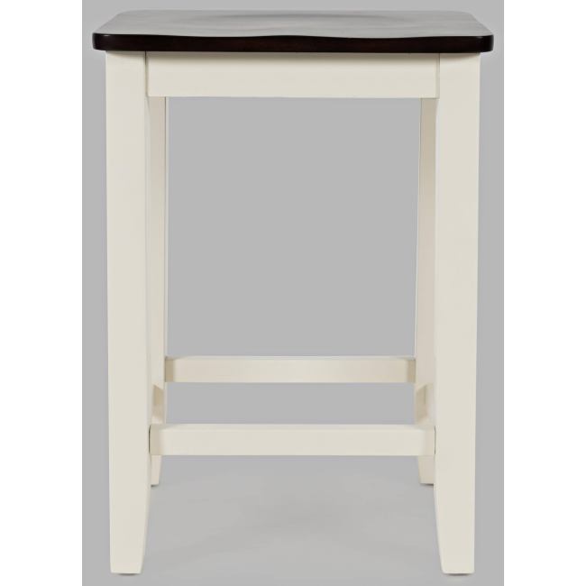 BBB22463843 Jofran Asbury Park Autumn Brown/White Backless Saddle Stool - Set of 2
