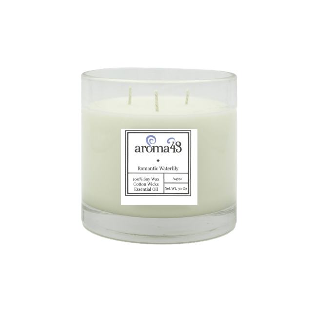 BBB24838236 Aroma43 Romantic Waterlily Large 3 Wick Luxury Candle A4372
