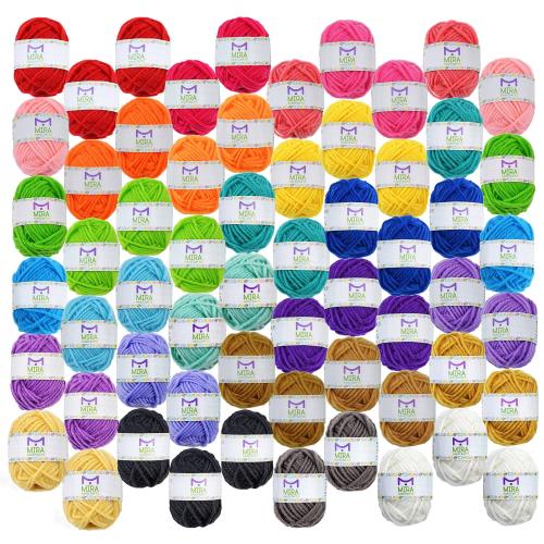 BBB28040529 Mira Handcrafts 60 Yarn Bonbons – Total of 1312 Yard Acrylic Yarn for Knitting and Crochet - Yarn