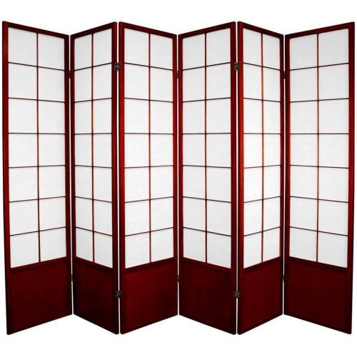 BBB23547005 Oriental Furniture 6' Tall Zen Shoji Room Divider - Rosewood - 6 Panels