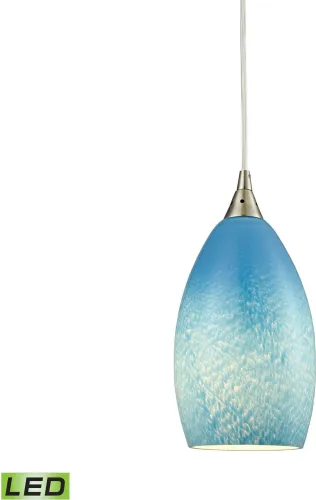 BBB24977775 Elk Lighting Earth 1 Light LED Pendant in Satin Nickel and Sky Blue Glass