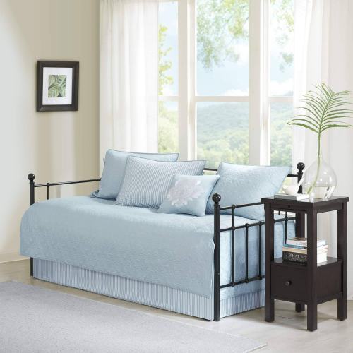 BBB25099382 Madison Park Quebec 6 Piece Daybed Set Blue Daybed