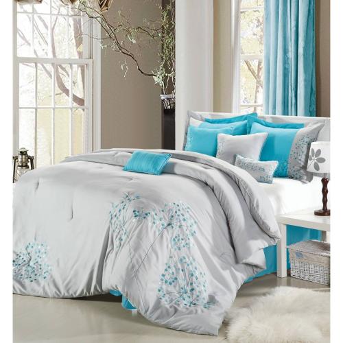 BBB25439779 Porch & Den Phinney Embroidered Grey 8-Piece Comforter Set - King