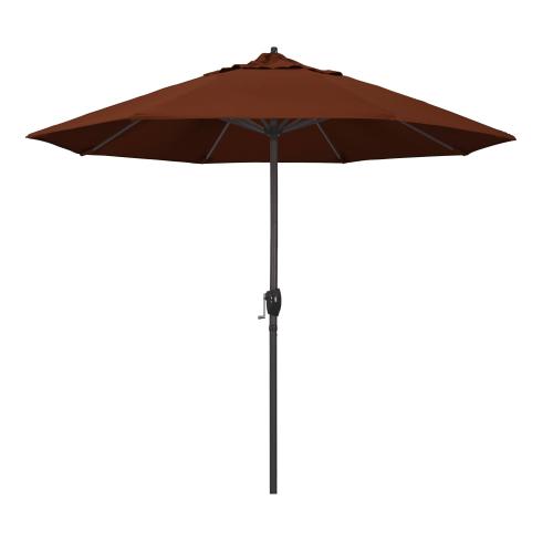 BBB18956392 California Umbrella 9' Patio Umbrella Bronze Aluminum Pole, Auto Tilt, Crank Lift, Olefin Terracotta Fabric