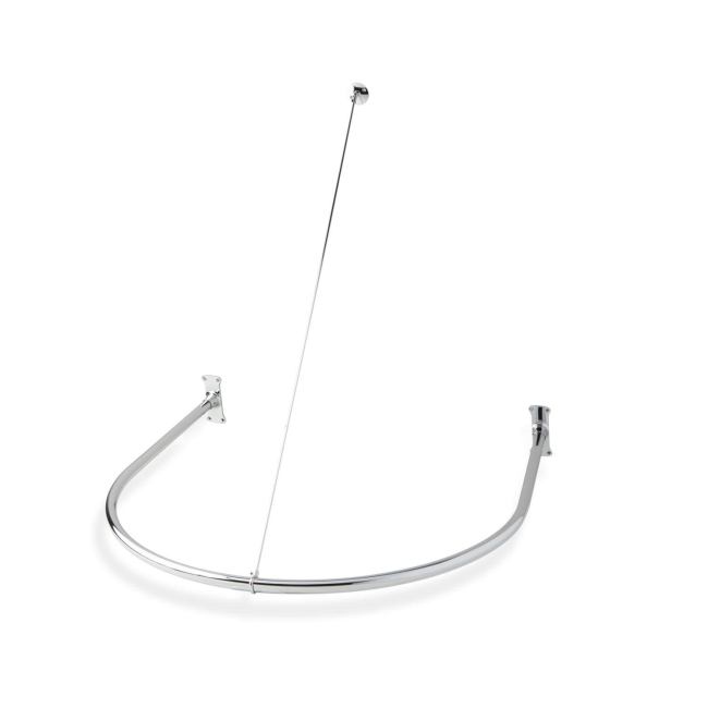 BBB25107626 Half-Oval Solid Brass Shower Curtain Rod with Support - 36inch L x 36inch W - Chrome | Signature Hardware 349323