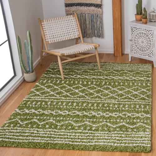 BBB18500356 Safavieh Arizona Shag Rug Collection ASG741X - Green / Ivory - 9' x 12'