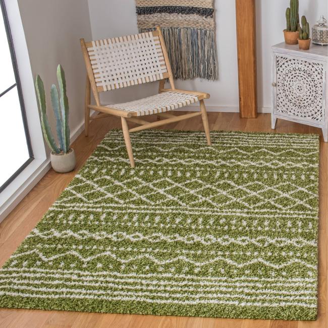 BBB18500356 Safavieh Arizona Shag Rug Collection ASG741X - Green / Ivory - 9' x 12'