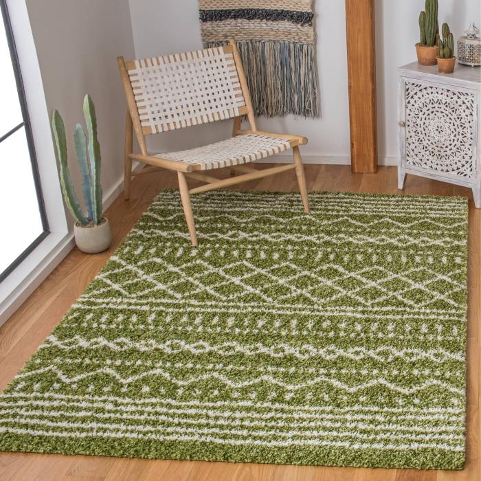 BBB18500356 Safavieh Arizona Shag Rug Collection ASG741X - Green / Ivory - 9' x 12'