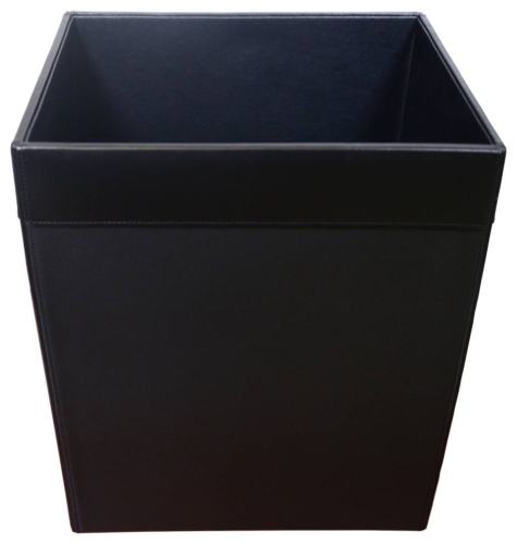 BBB23726296 Dacasso Classic Black Leather 32 Quart Waste Basket