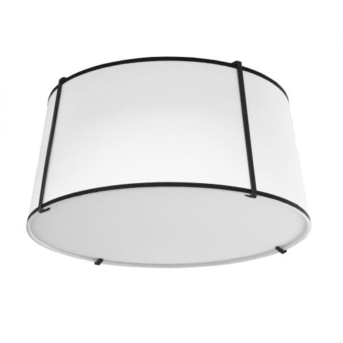 BBB19199835 Dainolite 3 Light Trapezoid Flush-Mount Black White Shade with Diffuser TRA-3FH-BK-WH