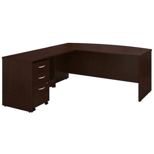 BBB24530193 BBF Bush Business Furniture Series C 72inch W Bow Front L-Shaped Desk with Return and Mobile Cabinet-Cherry