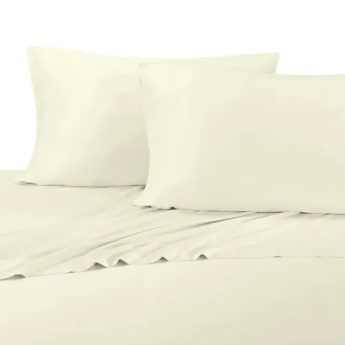 BBB23577460 Sheetsnthings Silky-Soft Hybrid Bamboo-Cotton Split-King 5pc Sheets Set for Adjustable Beds, Ivory