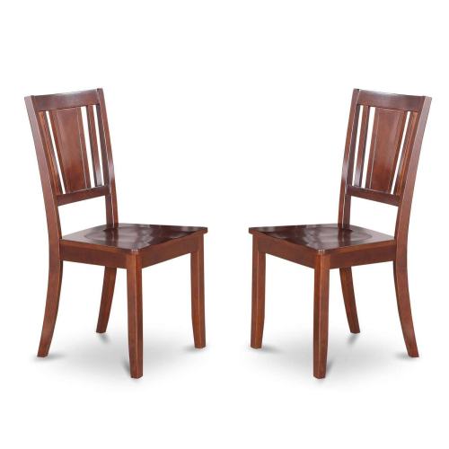 BBB21823222 East West Furniture Dudley Dining Chair with Wood Seat in Mahogany Finish - Set of 2 - Duc-mah-w