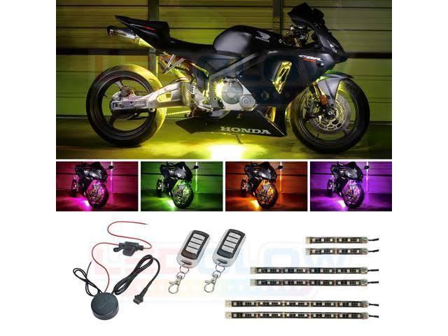 BBB28098803 LEDGlow 6pc Advanced Million Color LED Flexible Motorcycle Lighting Kit