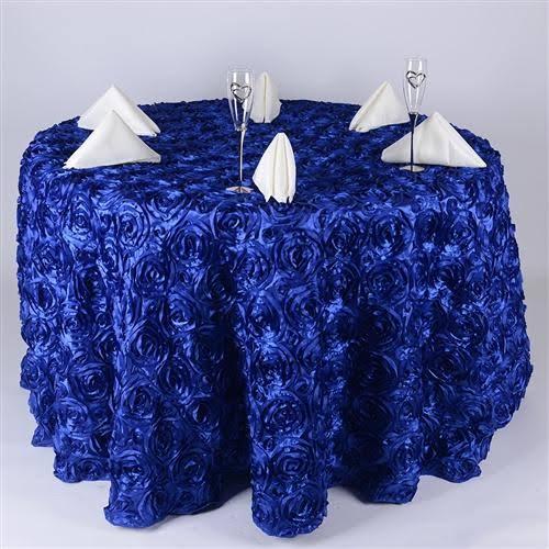 BBB24263947 Royal Blue 132 inch Rosette Tablecloths | BBCrafts
