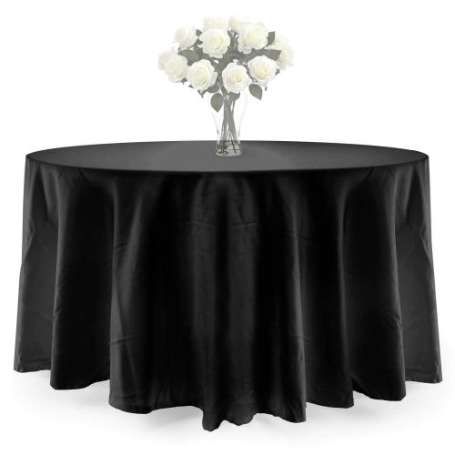 BBB23118402 Lann's Linens - 20 Premium 108inch Round Tablecloths for Wedding / Banquet / Restaurant - Polyester Fabric Table Cloths - Black