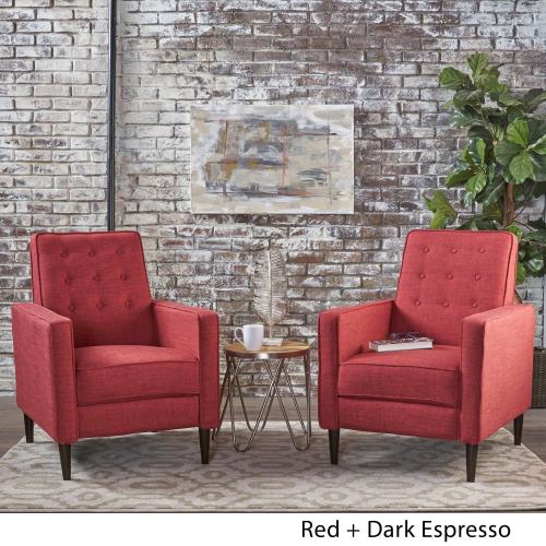 BBB23972116 Mervynn Mid-Century Fabric Recliner Chairs (Set of 2) by Christopher Knight Home (Red)