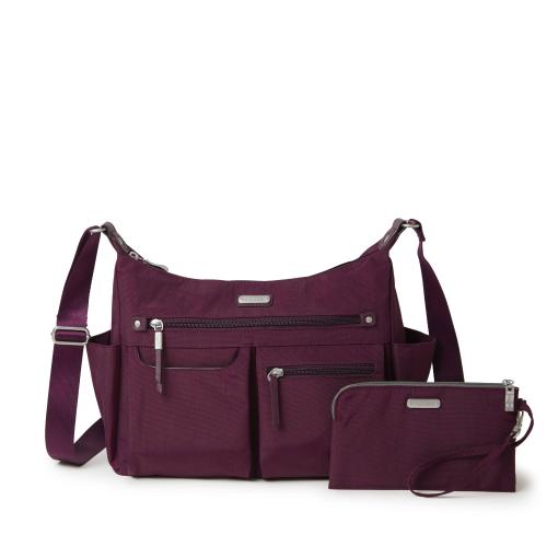 BBB27050983 Baggallini Anywhere Large Hobo with RFID Phone Wristlet (Eggplant)