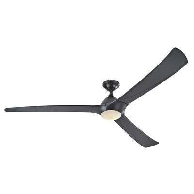 BBB19821910 72inch Carothers 3 - Blade LED PROPELLER Ceiling Fan with Remote Control and Light Kit Included Latitude Run Finish: Black with Black ABS Blades