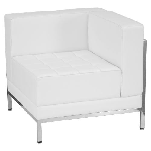 BBB25035286 Flash Furniture Hercules Imagination Series Contemporary Leather Right Corner Chair with Encasing Frame, White